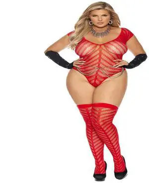 Elegant Moments Chevron striped crochet deep V teddy and matching stockings, 90% Nylon, 10% Spandex Teddy 2 pc. Set Hosiery/Clothing, 90% Nylon, 10% Spandex, Red, Queen Size Elegant Moments Chevron striped crochet deep V teddy and matching stockings, 90% Nylon, 10% Spandex Teddy 2 pc. Set Hosiery/Clothing, 90% Nylon, 10% Spandex, Red, Queen Size