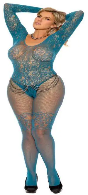 Elegant Moments Fishnet and lace long sleeve bodystocking with open crotch, 90% Nylon, 10% Spandex Bodystocking Hosiery/Clothing , 90% Nylon, 10% Spandex, Jade, Queen Elegant Moments Fishnet and lace long sleeve bodystocking with open crotch, 90% Nylon, 10% Spandex Bodystocking Hosiery/Clothing , 90% Nylon, 10% Spandex, Jade, Queen