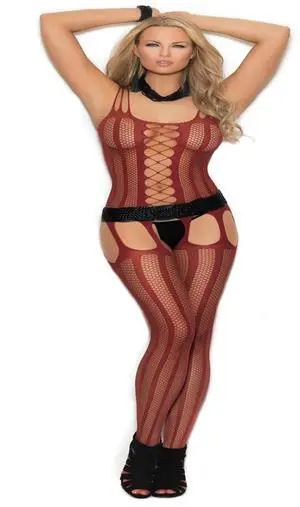 Elegant Moments Vertical striped fishnet suspender bodystocking , 90% Nylon, 10% Spandex Bodystocking Hosiery/Clothing , 90% Nylon, 10% Spandex, Burgundy, One Size Elegant Moments Vertical striped fishnet suspender bodystocking , 90% Nylon, 10% Spandex Bodystocking Hosiery/Clothing , 90% Nylon, 10% Spandex, Burgundy, One Size