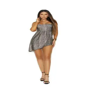 Elegant Moments Bandeau mini dress with asymmetrical hem and back zipper , 95% Polyester 5% Spandex Dress Clubwear , 95% Polyester 5% Spandex, Animal Print, L Elegant Moments Bandeau mini dress with asymmetrical hem and back zipper , 95% Polyester 5% Spandex Dress Clubwear , 95% Polyester 5% Spandex, Animal Print, L