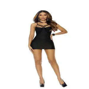 Elegant Moments Mini dress with strappy front detail and adjustable criss cross back, 90% Nylon 10% Spandex Dress Clubwear , 90% Nylon 10% Spandex, Black, M Elegant Moments Mini dress with strappy front detail and adjustable criss cross back, 90% Nylon 10% Spandex Dress Clubwear , 90% Nylon 10% Spandex, Black, M