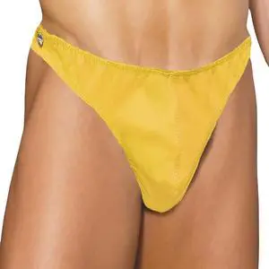 Elegant Moments Leather thong with side snaps, 100% Leather Thong Menswear , 100% Leather, Yellow, Queen Size Elegant Moments Leather thong with side snaps, 100% Leather Thong Menswear , 100% Leather, Yellow, Queen Size
