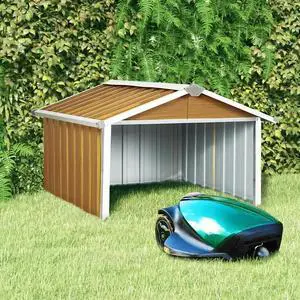 vidaXL Garden Robot Lawnmower Shed 36.2"x38.2"x24.8" Galvanized Steel Brown vidaXL Garden Robot Lawnmower Shed 36.2"x38.2"x24.8" Galvanized Steel Brown