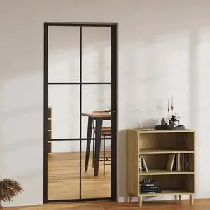 vidaXL Interior Door ESG Glass and Aluminum 32.7"x79.3" Black vidaXL Interior Door ESG Glass and Aluminum 32.7"x79.3" Black