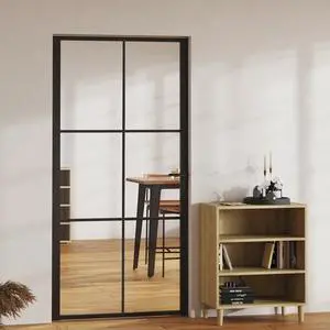 vidaXL Interior Door ESG Glass and Aluminum 40.4"x79.3" Black vidaXL Interior Door ESG Glass and Aluminum 40.4"x79.3" Black