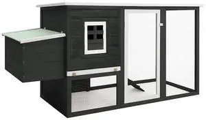 vidaXL Outdoor Chicken Cage Hen House with 1 Egg Cage Gray Wood vidaXL Outdoor Chicken Cage Hen House with 1 Egg Cage Gray Wood