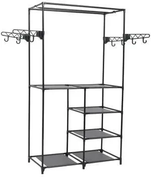 vidaXL Clothes Rack Steel and Non-woven Fabric 34.3"x17.3"x62.2" Black vidaXL Clothes Rack Steel and Non-woven Fabric 34.3"x17.3"x62.2" Black