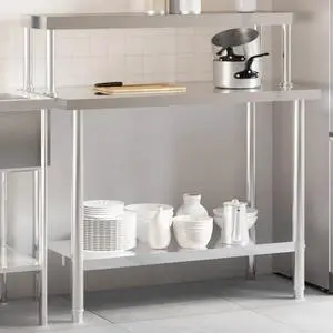 vidaXL Kitchen Work Table with Overshelf 43.3"x21.7"x47.2" Stainless Steel vidaXL Kitchen Work Table with Overshelf 43.3"x21.7"x47.2" Stainless Steel