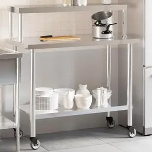 vidaXL Kitchen Work Table with Overshelf 43.3"x21.7"x47.2" Stainless Steel vidaXL Kitchen Work Table with Overshelf 43.3"x21.7"x47.2" Stainless Steel
