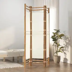 vidaXL Folding 3-Panel Room Divider 47.2" Bamboo and Canvas vidaXL Folding 3-Panel Room Divider 47.2" Bamboo and Canvas
