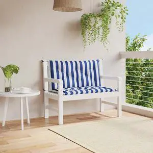 vidaXL Garden Bench Cushions 2pcs Blue&White Stripe 39.4"x19.7"x2.8" Fabric vidaXL Garden Bench Cushions 2pcs Blue&White Stripe 39.4"x19.7"x2.8" Fabric