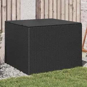 vidaXL Garden Storage Box Black 76.9 Gal Poly Rattan vidaXL Garden Storage Box Black 76.9 Gal Poly Rattan