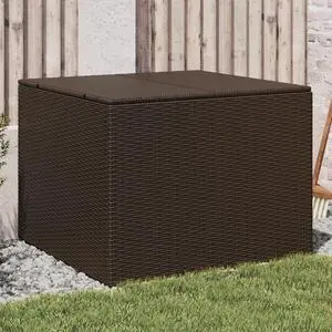 vidaXL Garden Storage Box Brown 76.9 Gal Poly Rattan vidaXL Garden Storage Box Brown 76.9 Gal Poly Rattan