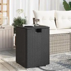 vidaXL Propane Tank Cover Table Black 15.7"x15.7"x23.6" Poly Rattan vidaXL Propane Tank Cover Table Black 15.7"x15.7"x23.6" Poly Rattan
