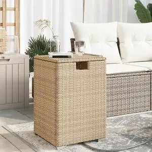 vidaXL Propane Tank Cover Table Beige 15.7"x15.7"x23.6" Poly Rattan vidaXL Propane Tank Cover Table Beige 15.7"x15.7"x23.6" Poly Rattan