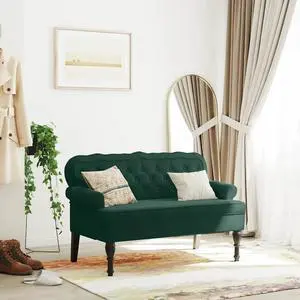 vidaXL Bench with Backrest Dark Green 47"x25.4"x29.5" Velvet vidaXL Bench with Backrest Dark Green 47"x25.4"x29.5" Velvet