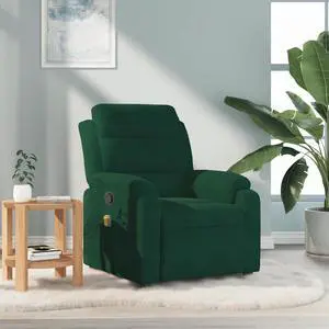 vidaXL Massage Recliner Chair Dark Green Velvet vidaXL Massage Recliner Chair Dark Green Velvet