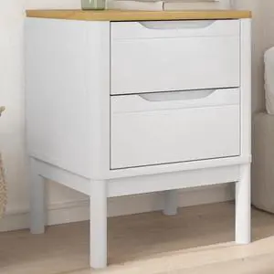 vidaXL Bedside Cabinet FLORO White 17.7"x15.4"x22.4" Solid Wood Pine vidaXL Bedside Cabinet FLORO White 17.7"x15.4"x22.4" Solid Wood Pine