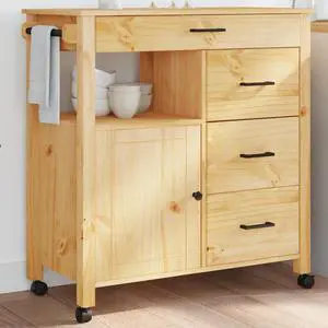 vidaXL Kitchen Trolley MONZA 33.1"x15.7"x34.8" Solid Wood Pine vidaXL Kitchen Trolley MONZA 33.1"x15.7"x34.8" Solid Wood Pine