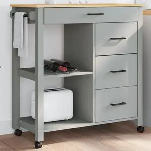 vidaXL Kitchen Trolley MONZA 33.1"x15.7"x34.8" Solid Wood Pine vidaXL Kitchen Trolley MONZA 33.1"x15.7"x34.8" Solid Wood Pine