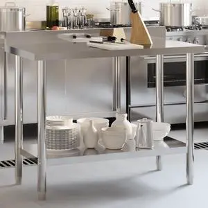vidaXL Kitchen Work Table with Backsplash 43.3"x21.7"x36.6" Stainless Steel vidaXL Kitchen Work Table with Backsplash 43.3"x21.7"x36.6" Stainless Steel