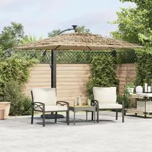vidaXL Garden Parasol with Steel Pole Brown 114.2"x114.2"x93.7 vidaXL Garden Parasol with Steel Pole Brown 114.2"x114.2"x93.7