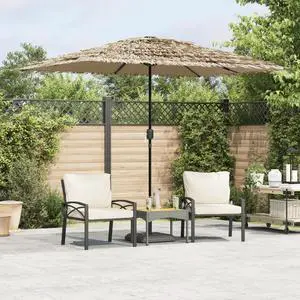 vidaXL Garden Parasol with Steel Pole Brown 118.1"x78.7"x98.4 vidaXL Garden Parasol with Steel Pole Brown 118.1"x78.7"x98.4