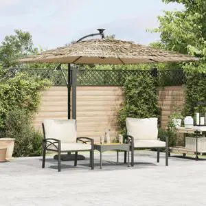 vidaXL Garden Parasol with Steel Pole Brown 105.9"x105.9"x92.5 vidaXL Garden Parasol with Steel Pole Brown 105.9"x105.9"x92.5