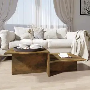 vidaXL Coffee Table Smoked Oak 43.9"x19.7"x13" Engineered Wood vidaXL Coffee Table Smoked Oak 43.9"x19.7"x13" Engineered Wood