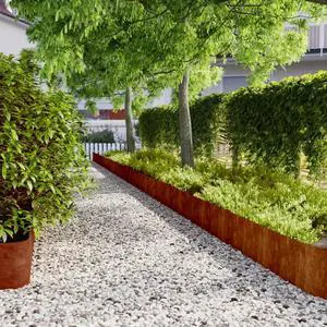 vidaXL Lawn Edgings 10 pcs 9.8"x40.6" Flexible Corten steel vidaXL Lawn Edgings 10 pcs 9.8"x40.6" Flexible Corten steel