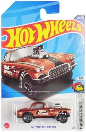 1962 Chevrolet Corvette Gasser "Mad Mouse" Copper Metallic with Black Stripes "HW Drag Strip" Series Diecast Model Car by Hot Wheels 1962 Chevrolet Corvette Gasser "Mad Mouse" Copper Metallic with Black Stripes "HW Drag Strip" Series Diecast Model Car by Hot Wheels