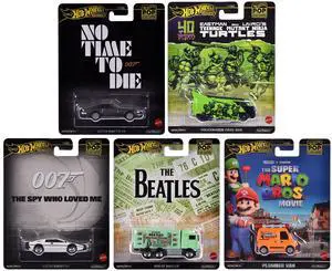 "Pop Culture 2024" 5 piece Set D "Premium Series" Diecast Model Cars by Hot Wheels "Pop Culture 2024" 5 piece Set D "Premium Series" Diecast Model Cars by Hot Wheels