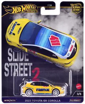 2023 Toyota GR Corolla "Rain X" Yellow "Slide Street 2" Series Diecast Model Car by Hot Wheels 2023 Toyota GR Corolla "Rain X" Yellow "Slide Street 2" Series Diecast Model Car by Hot Wheels