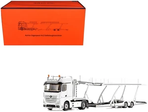 Mercedes-Benz Actros Auto Transporter White 1/64 Diecast Model by GCD Mercedes-Benz Actros Auto Transporter White 1/64 Diecast Model by GCD