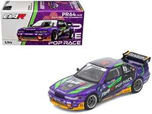 Pandem S13 RHD (Right Hand Drive) "EVA RT Test Type-01" Purple Metallic with Graphics 1/64 Diecast Model Car by Pop Race Pandem S13 RHD (Right Hand Drive) "EVA RT Test Type-01" Purple Metallic with Graphics 1/64 Diecast Model Car by Pop Race