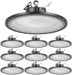 10 Pack LED High Bay Lights, 5000K 200W 30000LM Super Bright UFO LED Warehouse Shop Lights, IP65 Waterproof, 100-277V Wide Voltage for Warehouse Workshop Factory Gym Garage Barn, Black 10 Pack LED High Bay Lights, 5000K 200W 30000LM Super Bright UFO LED Warehouse Shop Lights, IP65 Waterproof, 100-277V Wide Voltage for Warehouse Workshop Factory Gym Garage Barn, Black