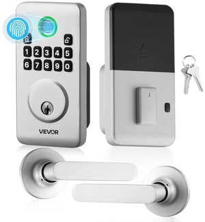 VEVOR Fingerprint Door Lock Set, Electronic Biometric Deadbolt Keyless Entry Door Lock with Handle, Pioneering Easy-Grip Design, Auto Locking, One-Time Code, Anti-Peeking Password, for Home, Silver VEVOR Fingerprint Door Lock Set, Electronic Biometric Deadbolt Keyless Entry Door Lock with Handle, Pioneering Easy-Grip Design, Auto Locking, One-Time Code, Anti-Peeking Password, for Home, Silver