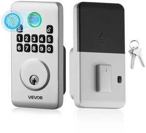 VEVOR Fingerprint Door Lock, Electronic Biometric Deadbolt with Pioneering Easy-Grip Design, Auto Locking, One-Time Code, Anti-Peeking Password, Keyless Entry Door Lock for Home, Apartment, Silver VEVOR Fingerprint Door Lock, Electronic Biometric Deadbolt with Pioneering Easy-Grip Design, Auto Locking, One-Time Code, Anti-Peeking Password, Keyless Entry Door Lock for Home, Apartment, Silver