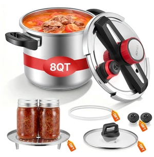 VEVOR Pressure Cooker, 8Qt Pressure Cooker Stainless Steel, Pressures Canner with Steaming Rack, Tempered Glass Lid, Three Pressures Settings for Meat, Beans, Rice, Soup, Sauces, Cook up to 100 kPa VEVOR Pressure Cooker, 8Qt Pressure Cooker Stainless Steel, Pressures Canner with Steaming Rack, Tempered Glass Lid, Three Pressures Settings for Meat, Beans, Rice, Soup, Sauces, Cook up to 100 kPa