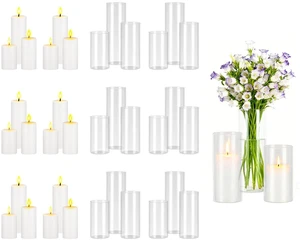 VEVOR Pillar Candles and Glass Vases Set 36 Pcs, Clear Cylinder Hurricane Candle Holders for Wedding Centerpieces, Tall Vase for Table Decor, Wedding Party, Thanksgiving,White (2.56" x 4.7",5.9",7.9") VEVOR Pillar Candles and Glass Vases Set 36 Pcs, Clear Cylinder Hurricane Candle Holders for Wedding Centerpieces, Tall Vase for Table Decor, Wedding Party, Thanksgiving,White (2.56" x 4.7",5.9",7.9")