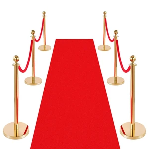 VEVOR Stanchion Post, 6 Pcs Crowd Control Barrier Set with Red Carpet, 4 Red Velvet Ropes, Stainless Steel Gold Stanchion Post Queue with Hollow Base for Theater, Party, Wedding, Exhibition (Gold) VEVOR Stanchion Post, 6 Pcs Crowd Control Barrier Set with Red Carpet, 4 Red Velvet Ropes, Stainless Steel Gold Stanchion Post Queue with Hollow Base for Theater, Party, Wedding, Exhibition (Gold)