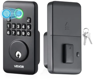 VEVOR Fingerprint Door Lock, Electronic Biometric Deadbolt with Pioneering Easy-Grip Design, Auto Locking, One-Time Code, Anti-Peeking Password, Keyless Entry Door Lock for Home Use, Matte Black VEVOR Fingerprint Door Lock, Electronic Biometric Deadbolt with Pioneering Easy-Grip Design, Auto Locking, One-Time Code, Anti-Peeking Password, Keyless Entry Door Lock for Home Use, Matte Black