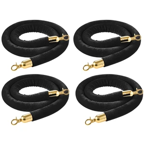 VEVOR 4 Pcs Black Velvet Stanchion Ropes, 5 ft Crowd Control Stanchion Black Velvet Ropes with Gold Hooks, Post Queue Barrier Carpet Rope for Carpet Events Movie Theaters Grand Openings Hotels Party VEVOR 4 Pcs Black Velvet Stanchion Ropes, 5 ft Crowd Control Stanchion Black Velvet Ropes with Gold Hooks, Post Queue Barrier Carpet Rope for Carpet Events Movie Theaters Grand Openings Hotels Party