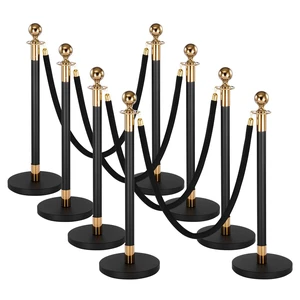 VEVOR Stanchion Post, 8 Pcs Crowd Control Barrier Set with 6 Black Velvet Ropes, Heavy Duty Stainless Steel Stanchion Post Queue with Hollow Base for Theater, Party, Wedding, Exhibition, Event (Black) VEVOR Stanchion Post, 8 Pcs Crowd Control Barrier Set with 6 Black Velvet Ropes, Heavy Duty Stainless Steel Stanchion Post Queue with Hollow Base for Theater, Party, Wedding, Exhibition, Event (Black)