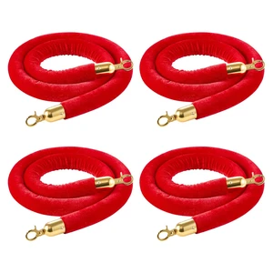 VEVOR 4 Pcs Red Velvet Stanchion Ropes, 5 ft Crowd Control Stanchion Red Velvet Ropes with Gold Hooks, Post Queue Barrier Carpet Rope for Carpet Events Movie Theaters Grand Openings Hotels Party VEVOR 4 Pcs Red Velvet Stanchion Ropes, 5 ft Crowd Control Stanchion Red Velvet Ropes with Gold Hooks, Post Queue Barrier Carpet Rope for Carpet Events Movie Theaters Grand Openings Hotels Party