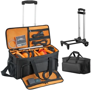 VEVOR Rolling DJ Cable Bag, 1680D, Padded File Gig Bag with Wheels, 6 Detachable Divider, Travel Storage Music Gear Case, for Professional DJ Gear, Musical Instrument and Accessories, Sound Equipment VEVOR Rolling DJ Cable Bag, 1680D, Padded File Gig Bag with Wheels, 6 Detachable Divider, Travel Storage Music Gear Case, for Professional DJ Gear, Musical Instrument and Accessories, Sound Equipment