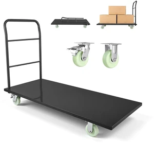 VEVOR Heavy Duty Platform Truck, 2000 lbs Capacity, Industrial Steel Flatbed Cart with Swivel Wheels and Handle, Platform Hand Push Truck Dolly, Easy Storage, for Luggage Moving, 60 x 27.6 x 42.9 in VEVOR Heavy Duty Platform Truck, 2000 lbs Capacity, Industrial Steel Flatbed Cart with Swivel Wheels and Handle, Platform Hand Push Truck Dolly, Easy Storage, for Luggage Moving, 60 x 27.6 x 42.9 in