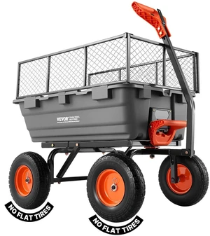 VEVOR Garden Dump Cart, 1200 lbs Poly Dump Cart, Garden Carts Dumps Wagon with Storage Fence, 2-in-1 Convertible Handle, 90° Quick-Dumps Mechanism, 180° Swivel Wheels, Yard Wagon for Plants, Soil VEVOR Garden Dump Cart, 1200 lbs Poly Dump Cart, Garden Carts Dumps Wagon with Storage Fence, 2-in-1 Convertible Handle, 90° Quick-Dumps Mechanism, 180° Swivel Wheels, Yard Wagon for Plants, Soil