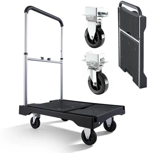 VEVOR Foldable Push Cart Dolly, 330 lbs Capacity, Folding Platform Truck with Swivel Wheels, Moving Platform Hand Truck Flatbed Cart, Adjustable Push Handle, for Easy Storage, 26.8 x 19.5 x 4.5 in VEVOR Foldable Push Cart Dolly, 330 lbs Capacity, Folding Platform Truck with Swivel Wheels, Moving Platform Hand Truck Flatbed Cart, Adjustable Push Handle, for Easy Storage, 26.8 x 19.5 x 4.5 in