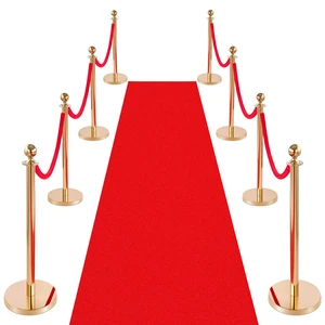 VEVOR Stanchion Post, 8 Pcs Crowd Control Barrier Set with Red Carpet, 6 Red Velvet Ropes, Stainless Steel Gold Stanchion Post Queue with Hollow Base for Theater, Party, Wedding, Exhibition (Gold) VEVOR Stanchion Post, 8 Pcs Crowd Control Barrier Set with Red Carpet, 6 Red Velvet Ropes, Stainless Steel Gold Stanchion Post Queue with Hollow Base for Theater, Party, Wedding, Exhibition (Gold)